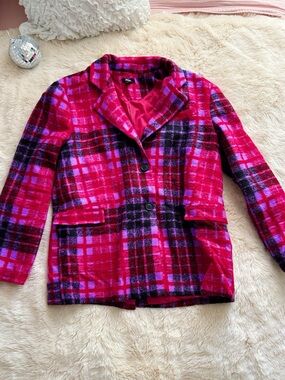 Nasty Gal vibrant plaid blazer coat